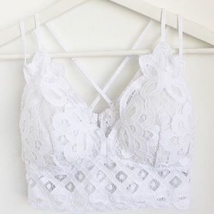 RESTOCKED Free Boho Anemone White Stretchy Lace Bralette